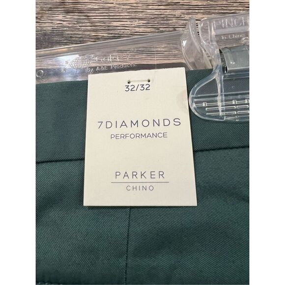 7Diamonds Parker Straight Fit Pants Green Sea Blue Performance Chino sz 32 x 32 - Picture 5 of 7